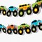 Big Dot of Happiness Monster Truck Garland Banner, Kids Birthday Party, Smash & Crash Banner Backdrop, 30 Feet of Cord, 15 Double-Sided Monster Trucks